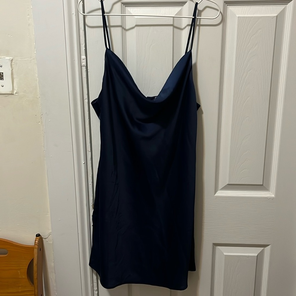 Blue silky dress
